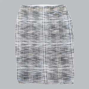 Max Studio Pencil Skirt Women M‎ Black Cream Good Textured Tweed Knit Stretch